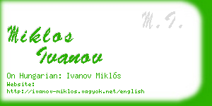 miklos ivanov business card