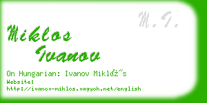 miklos ivanov business card